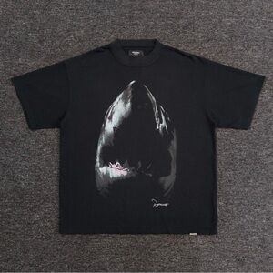 Black Graphic Shark Print Represent T-Shirt